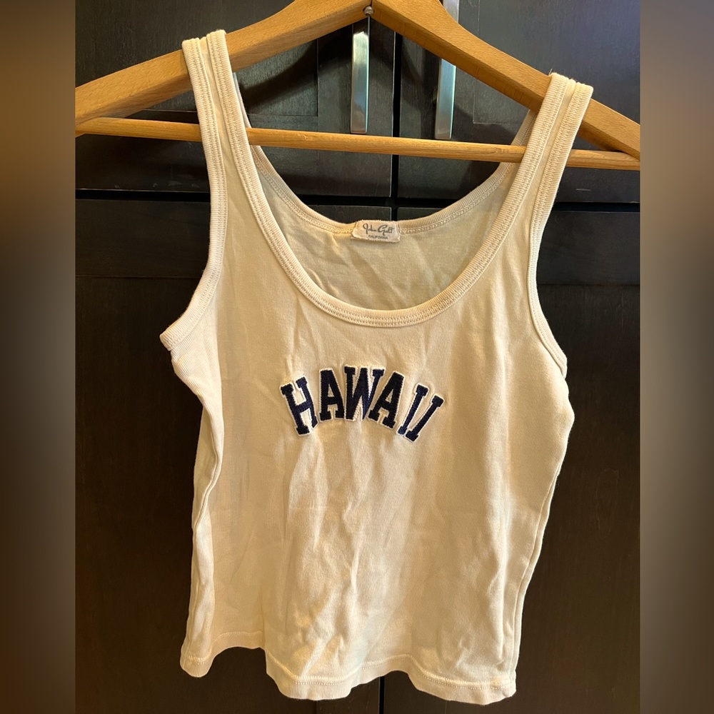 Brandy Melville John Galt “Hawaii” crop tank in cream, fits like XS